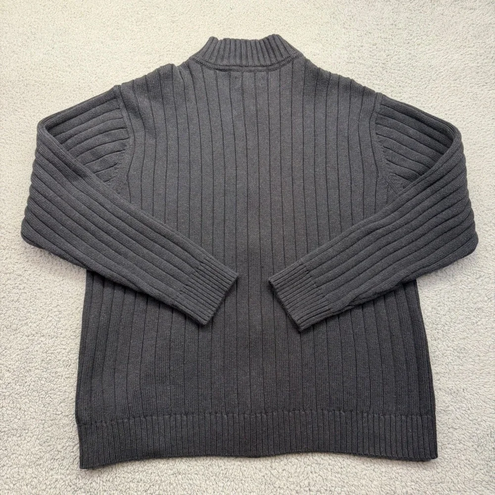 Chaps‎ 70741 Mens XL Black 100% Cotton C28969 Full Zip Ribbed Mock Neck Sweater